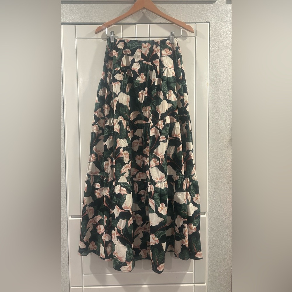 Express A-Line Skirt - pink, black and Cream Floral.